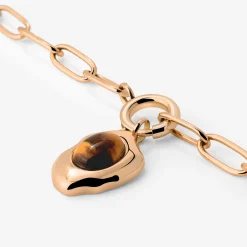 Tiger's Eye Oval Links Necklace Set Roségold