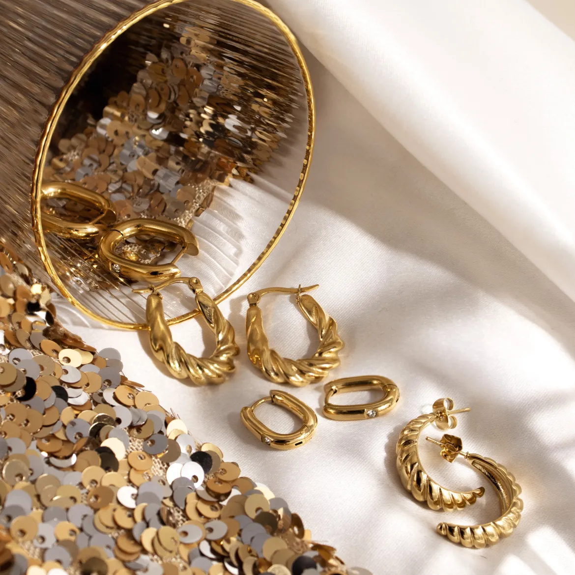 Towel Twist Hoops Gold