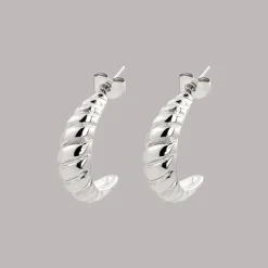Towel Twist Hoops Silber