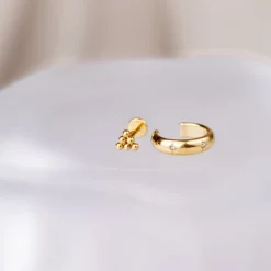 Triangle Beads Piercing Stud Gold