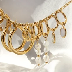 Triple Pearl Hoop Set Roségold