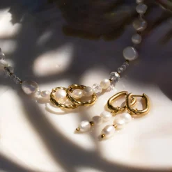 Triple Pearl Hoop Set Roségold