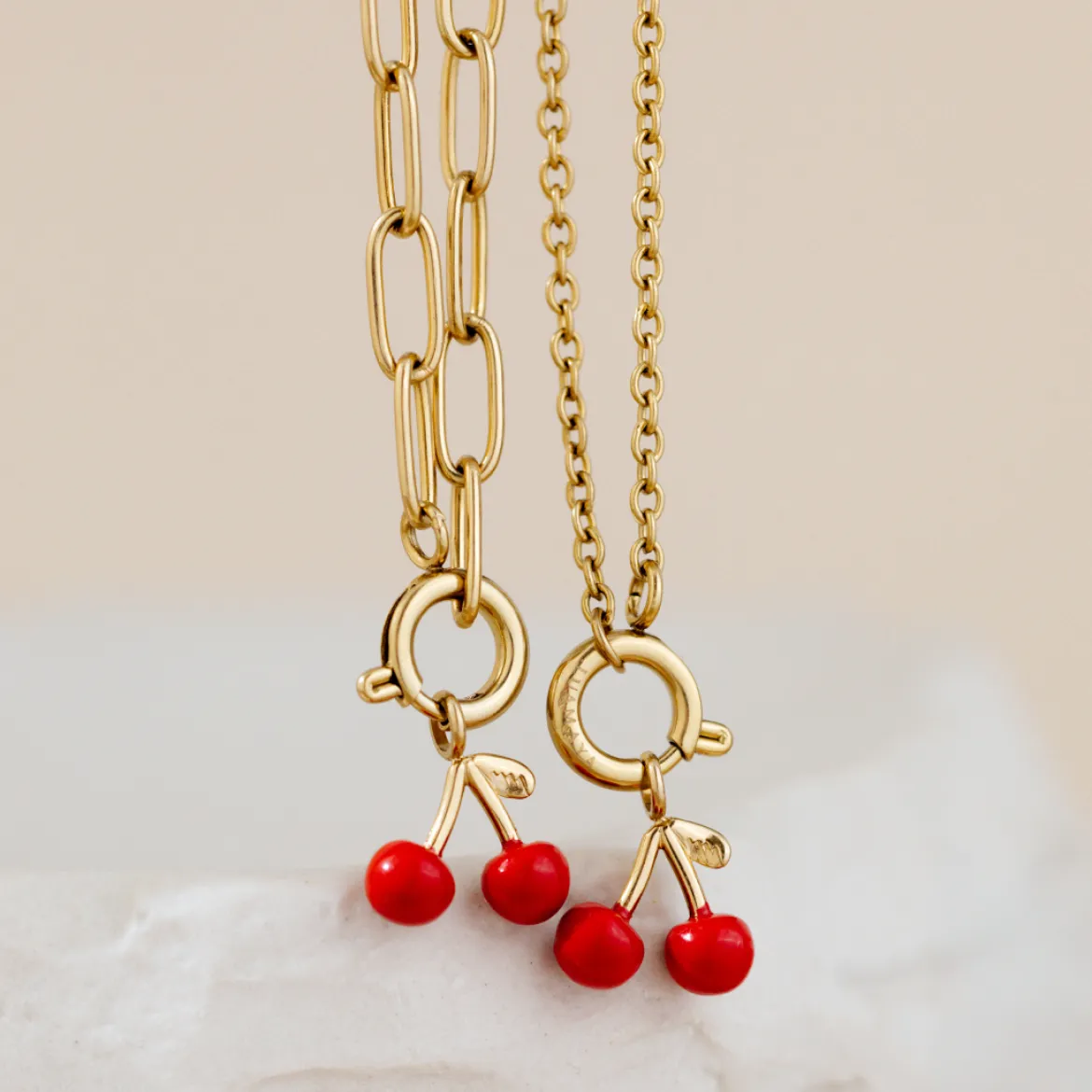 Very Cherry Oval Links Necklace Set Silber