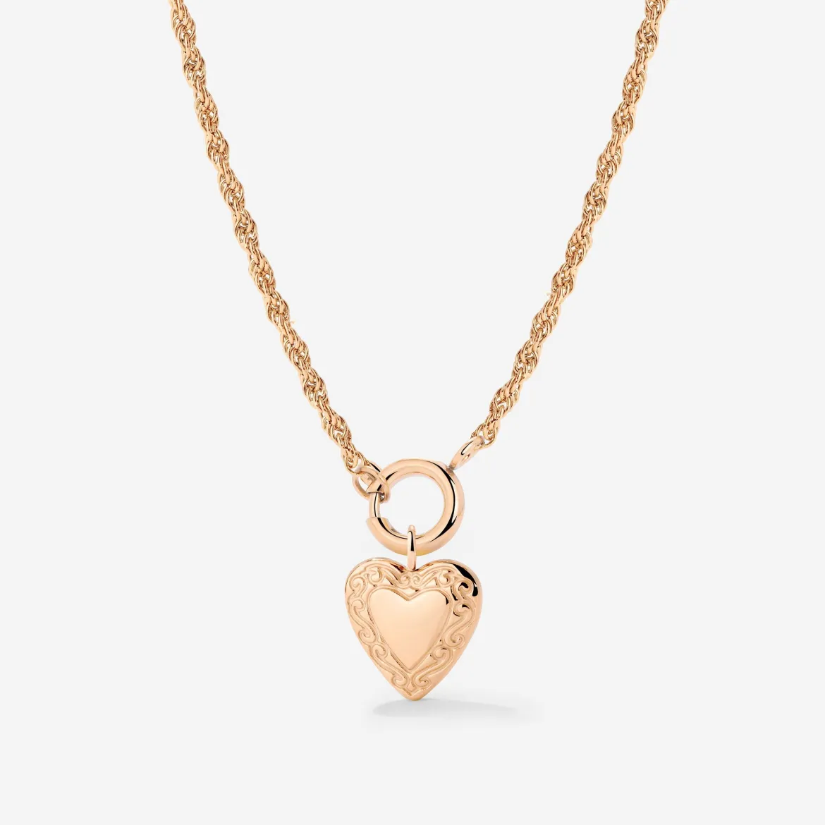 Vintage Heart Rope Chain Necklace Set Roségold
