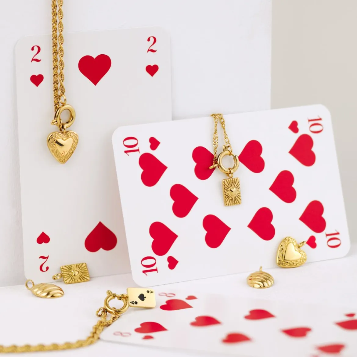 Vintage Heart Rope Chain Necklace Set Roségold