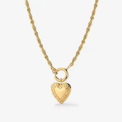 Vintage Heart Rope Chain Necklace Set Gold