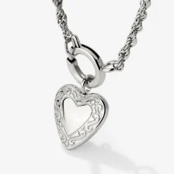 Vintage Heart Rope Chain Necklace Set Silber