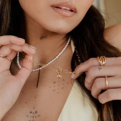 Whale Tail Oval Links Necklace Set Roségold
