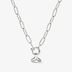 Whale Tail Oval Links Necklace Set Silber