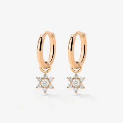 White Petal Hoop Set Small Roségold