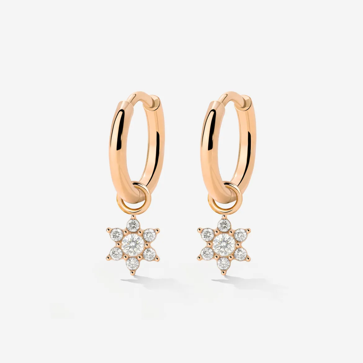White Petal Hoop Set Small Roségold