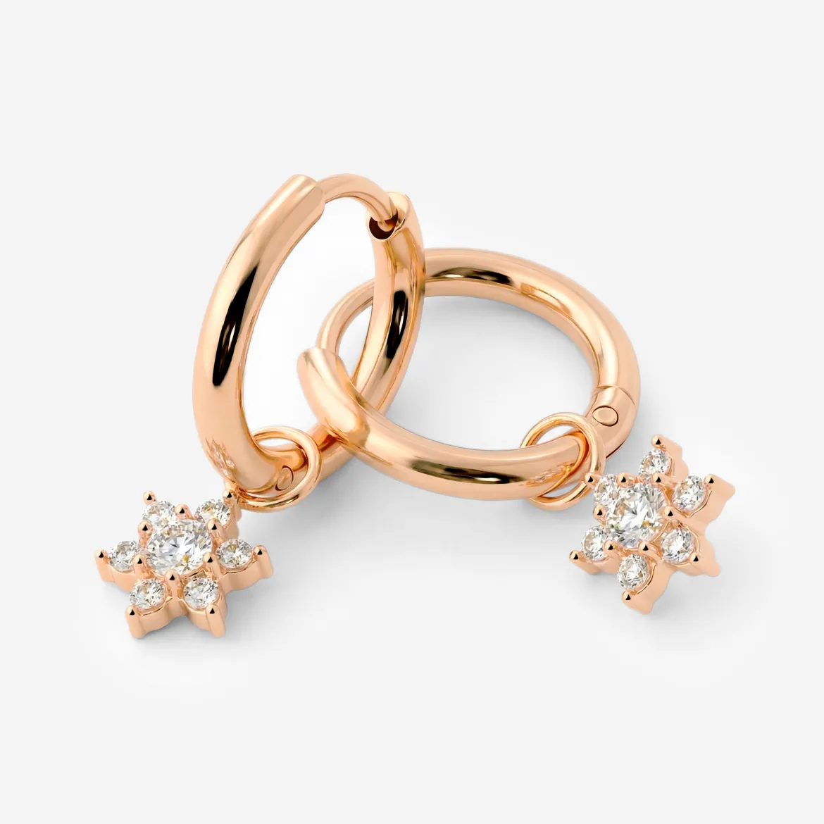 White Petal Hoop Set Small Roségold