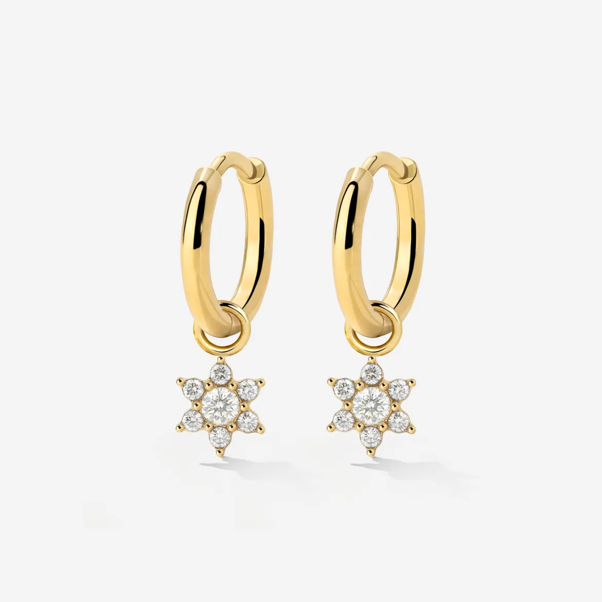 White Petal Hoop Set Small Gold