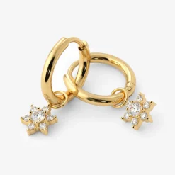 White Petal Hoop Set Small Gold
