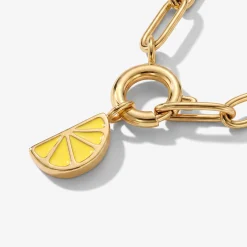 Zesty Oval Links Necklace Set Gold