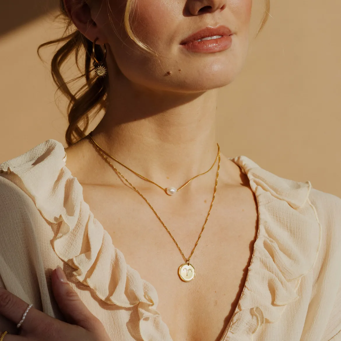 Zodiac Necklace – Aries / Widder Gold