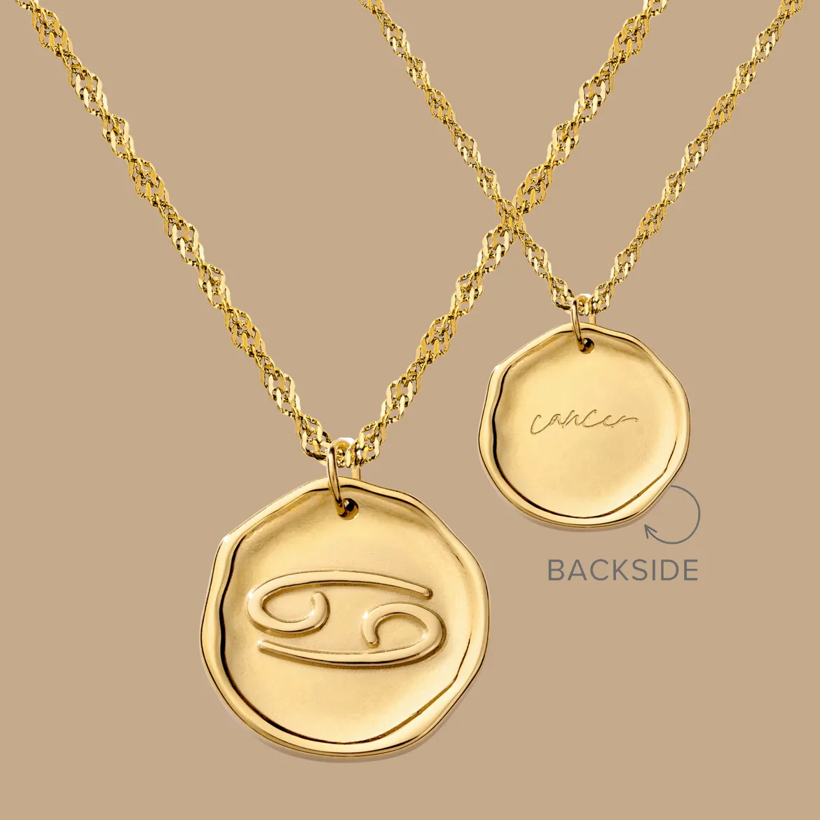 Zodiac Necklace – Cancer / Krebs Gold