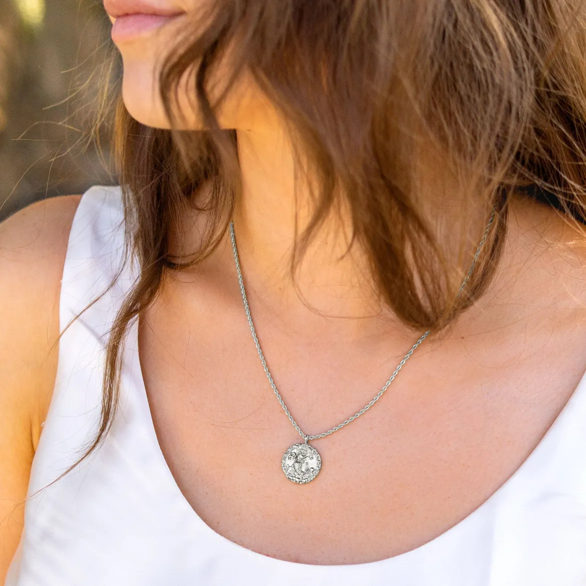 Zodiac Sign Necklace Silber - Steinbock